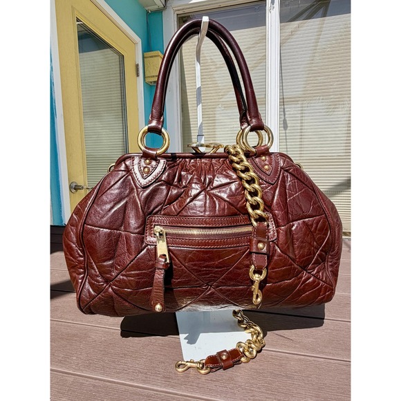 Marc Jacobs Handbags - Marc Jacobs Espresso Chocolate Brown Patchwork Quilted Leather Vintage Stam Bag